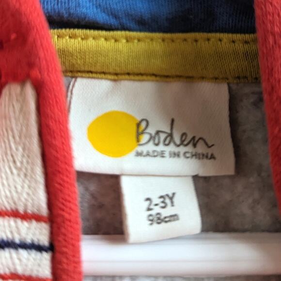 Mini Boden Hoodie Boys Sz 2-3Y Colorblock Gray Stars - Picture 4 of 4